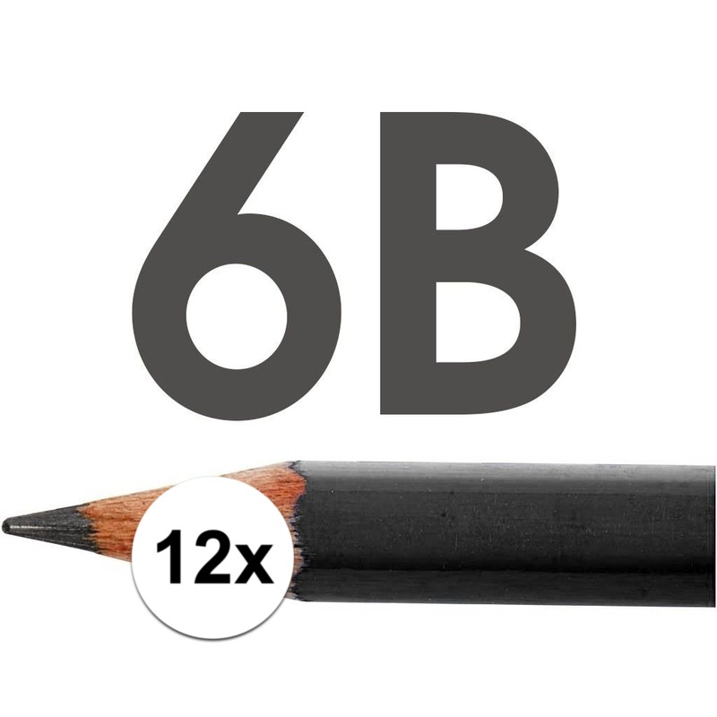 12x HB potloden voor volwassenen hardheid 6B