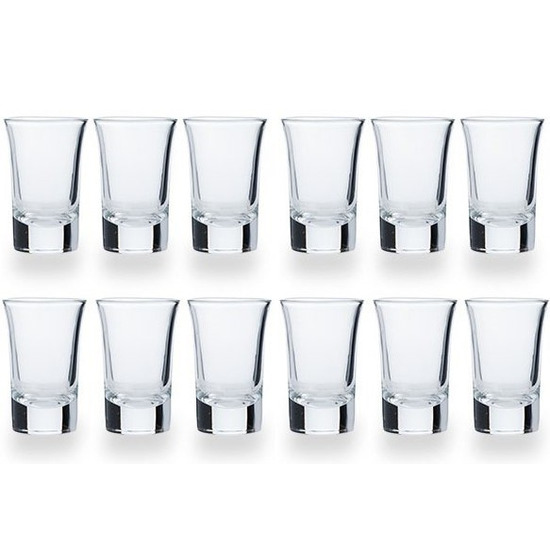 12x Shotglazen-borrelglaasjes 35 ml-4,4 x 6,5 cm van glas