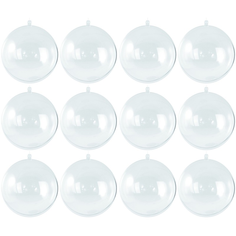 12x Transparante hobby-DIY kerstballen 8 cm