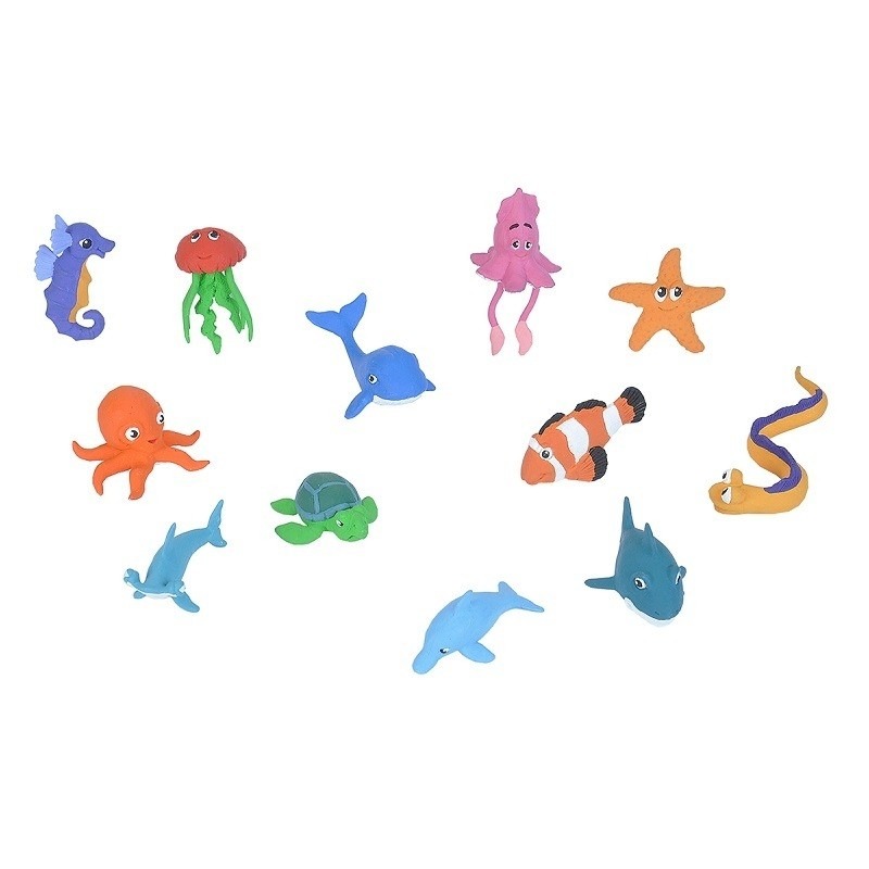 12x Zeedieren-oceaan baby dieren speelgoed figuren