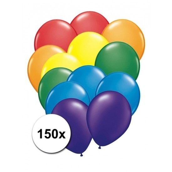 150x Regenboog kleuren ballonnen
