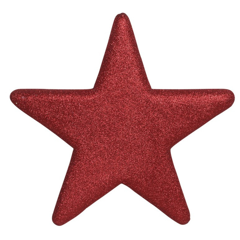 1x Grote rode glitter sterren kerstversiering-kerstdecoratie 25 cm