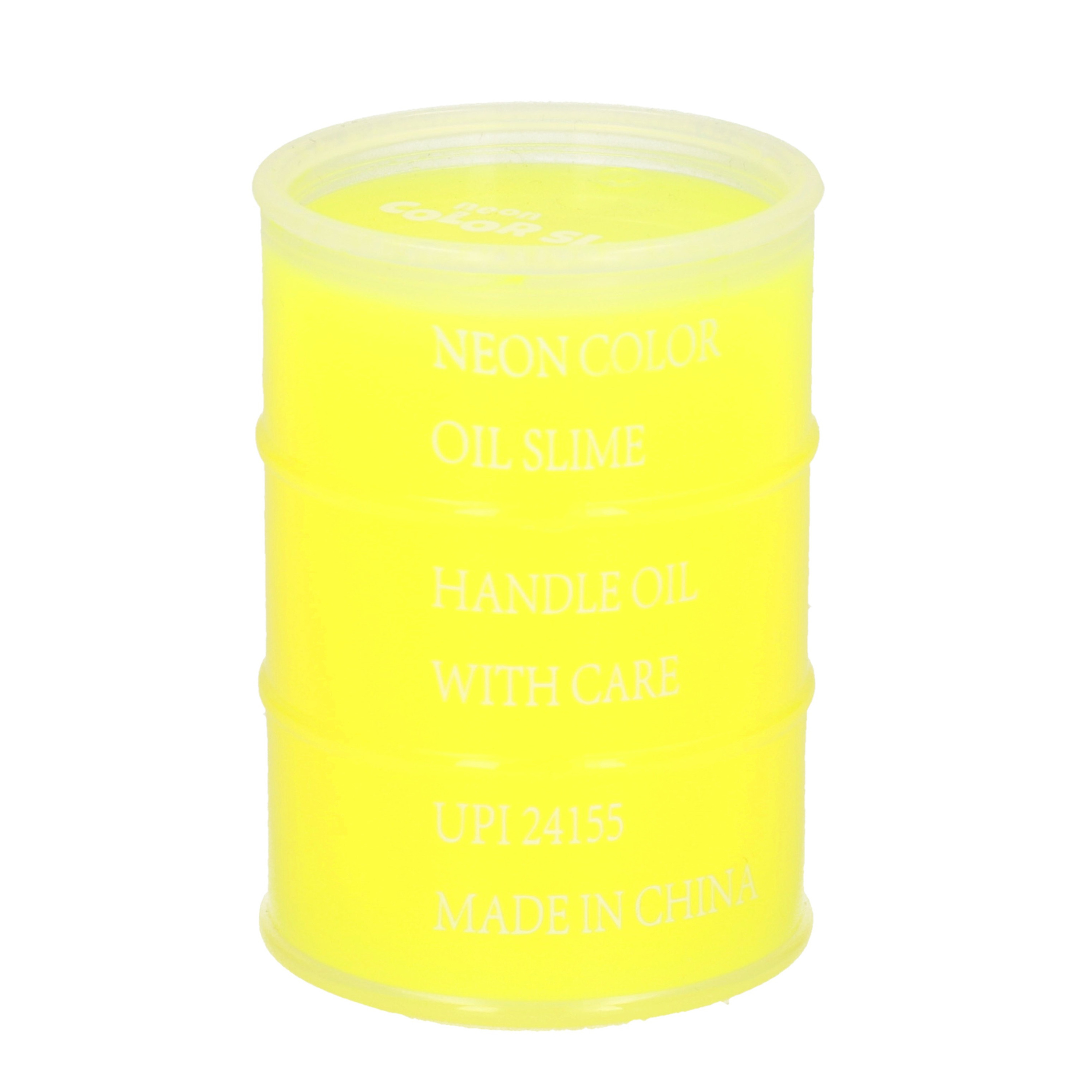 1x Potjes speelgoed-hobby slijm geel in olievat 5,5 x 8 cm 150 ml inhoud