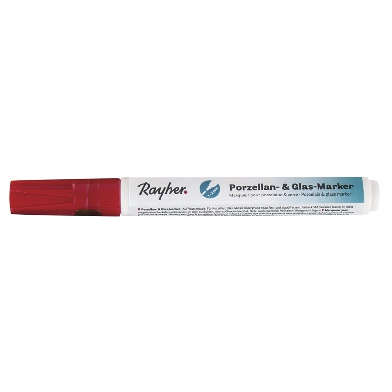 1x Rode glasstift-porseleinstift marker 1-2 mm punt hobbymateriaal