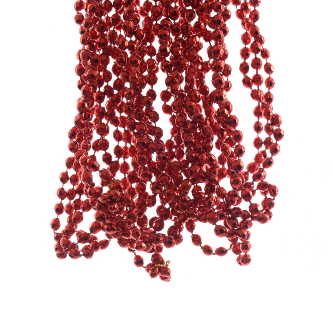 1x stuks kralenslingers voor mini kerstboom slingers-guirlandes rood 270 x 0,5 cm