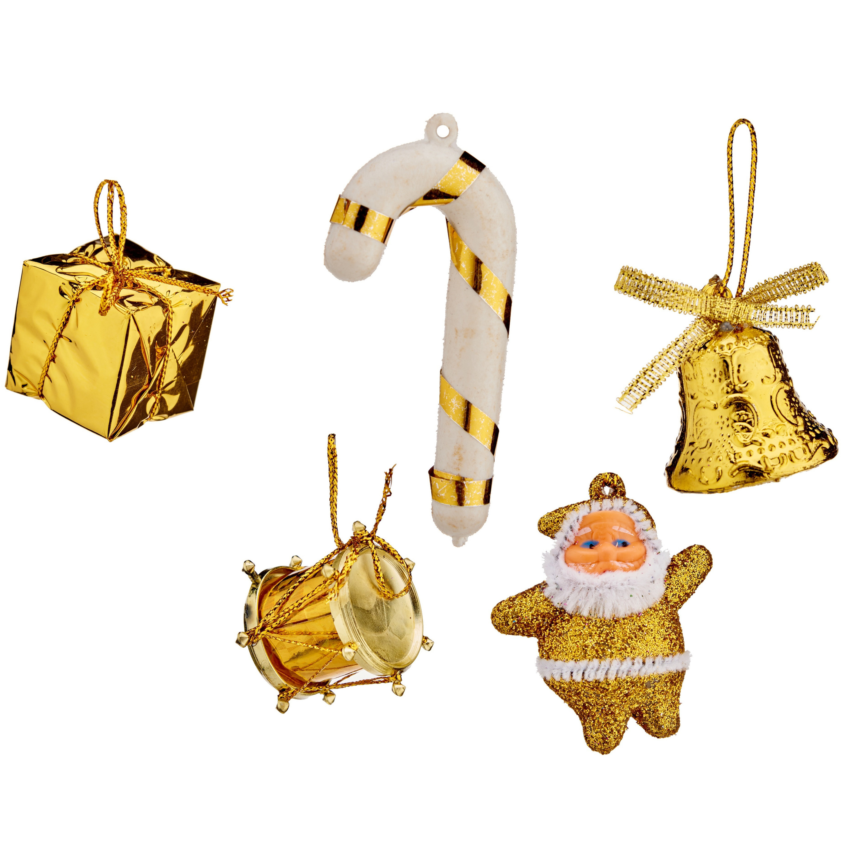 24x stuks kunststof kerstornamenten inclusief piek goud voor een mini kerstboom