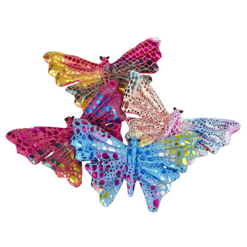 2x Gekleurde vlinder knuffeltjes 12 cm