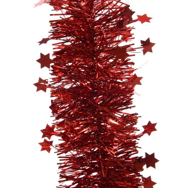 2x Kerst rode sterren kerstslingers 10 x 270 cm kerstboom