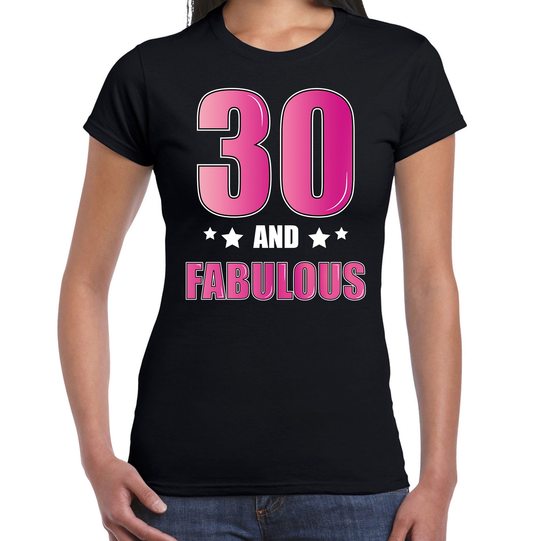 30 and fabulous verjaardag cadeau t-shirt-shirt 30 jaar zwart voor dames