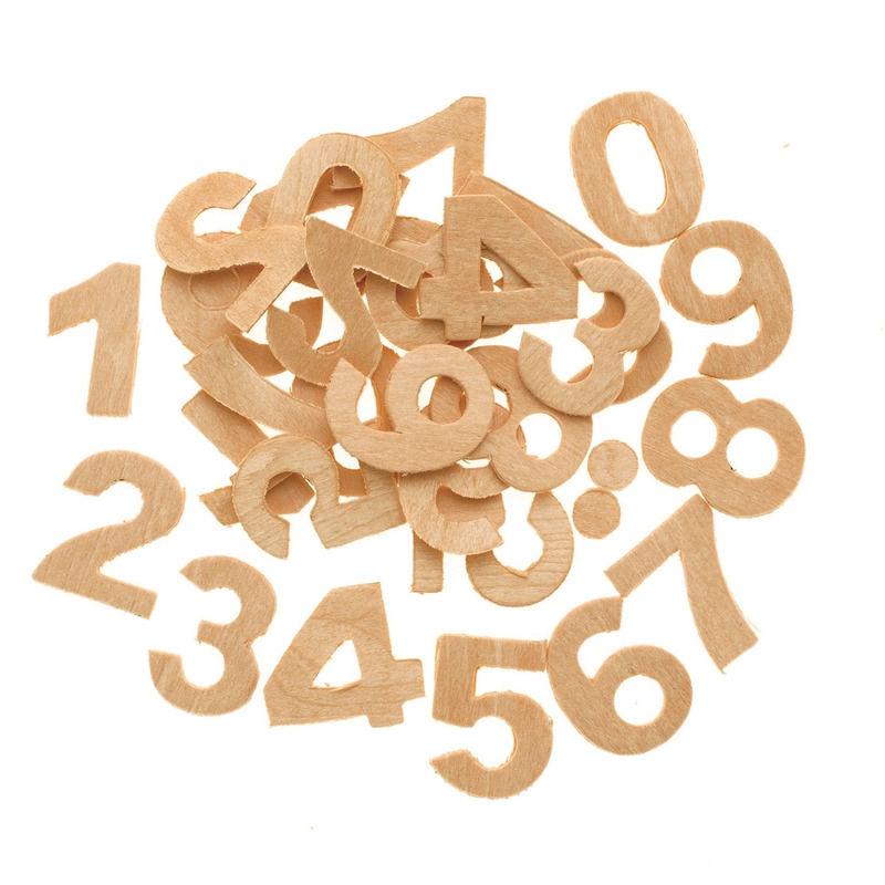 30x Houten cijfers-getallen 2,5 cm hobby-knutselmateriaal