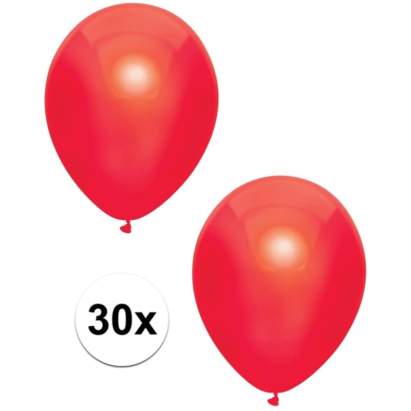 30x Rode metallic ballonnen 30 cm