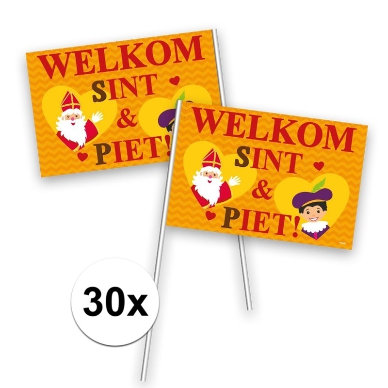 30x Welkom Sint en Piet zwaaivlaggetje