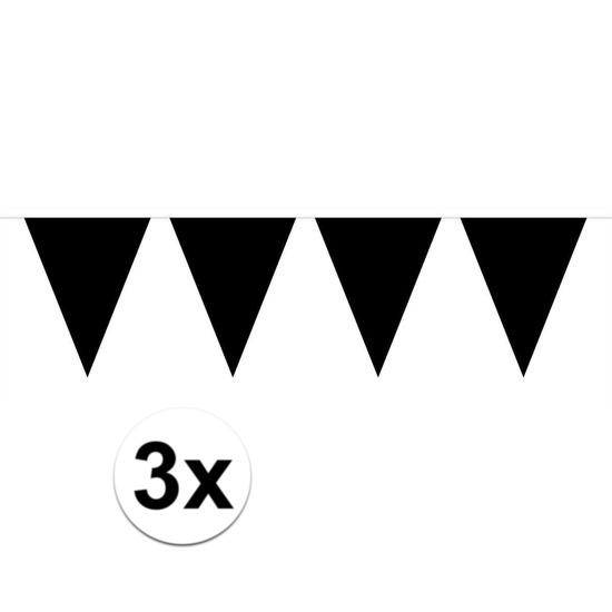 3x Mini vlaggenlijn-slinger versiering zwart