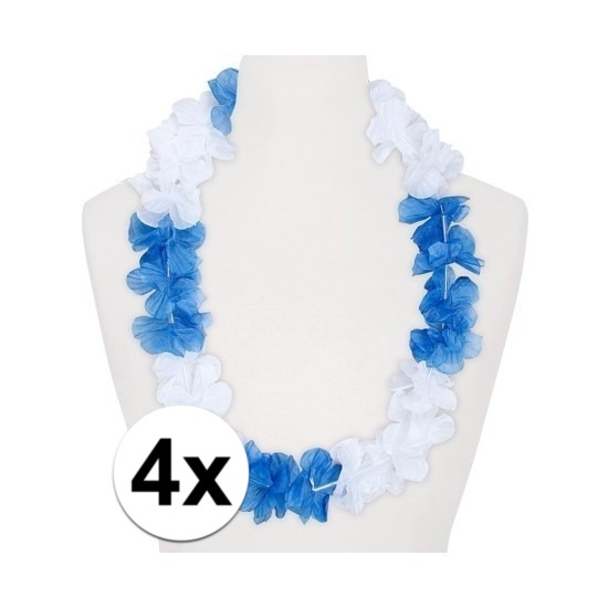 4x Hawaii kransen wit-blauw