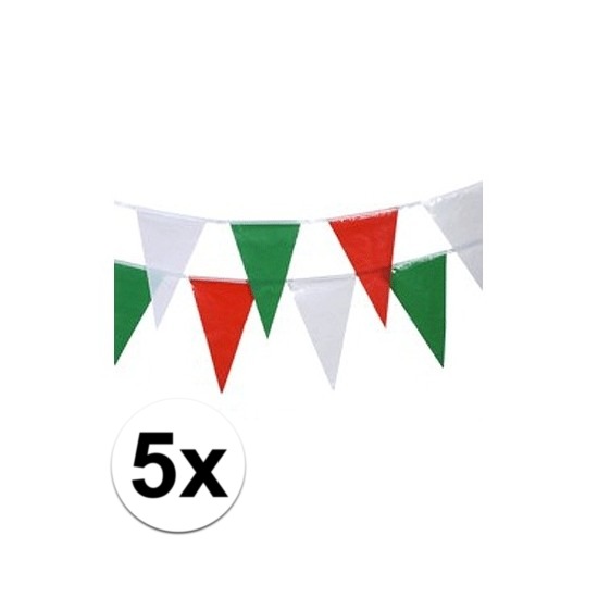 5x Vlaggenlijn groen/rood/wit 4 meter