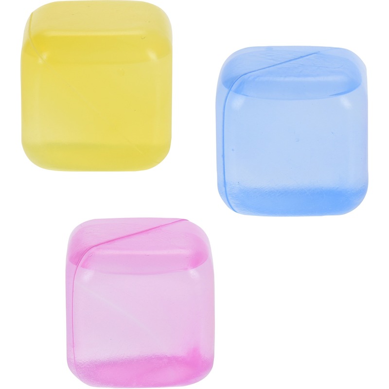 6x Plastic grote herbruikbare ijsklontjes-ijsblokjes gekleurd
