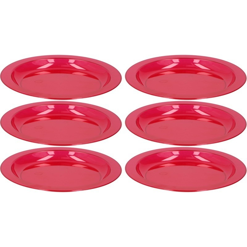 6x Rode plastic borden-bordjes 20 cm