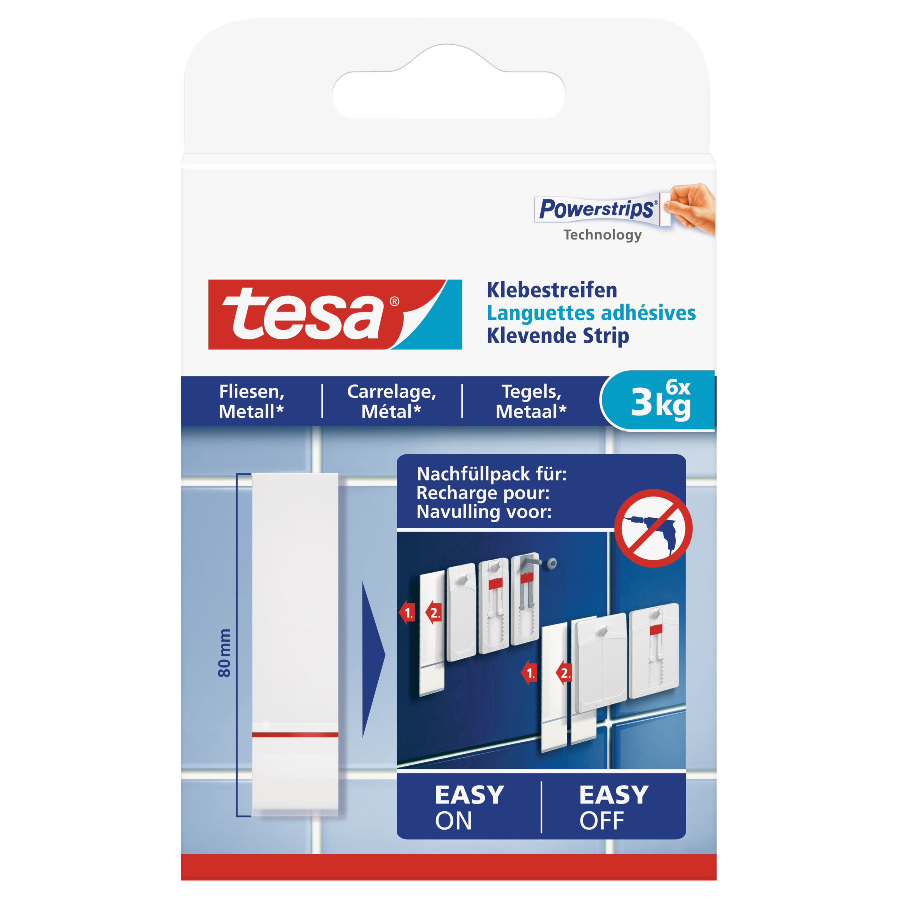 6x Tesa Powerstrips voor tegels-metaal klusbenodigdheden