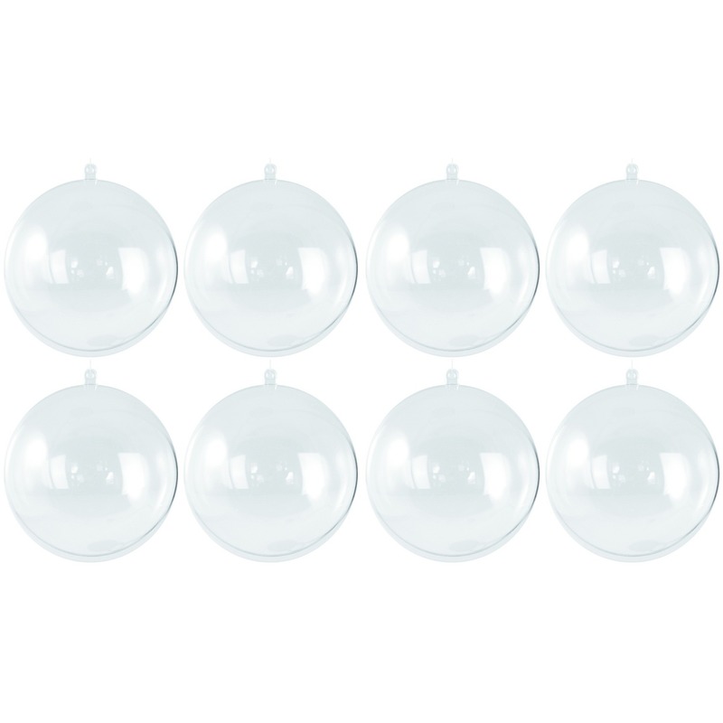 8x Transparante hobby-DIY kerstballen 8 cm