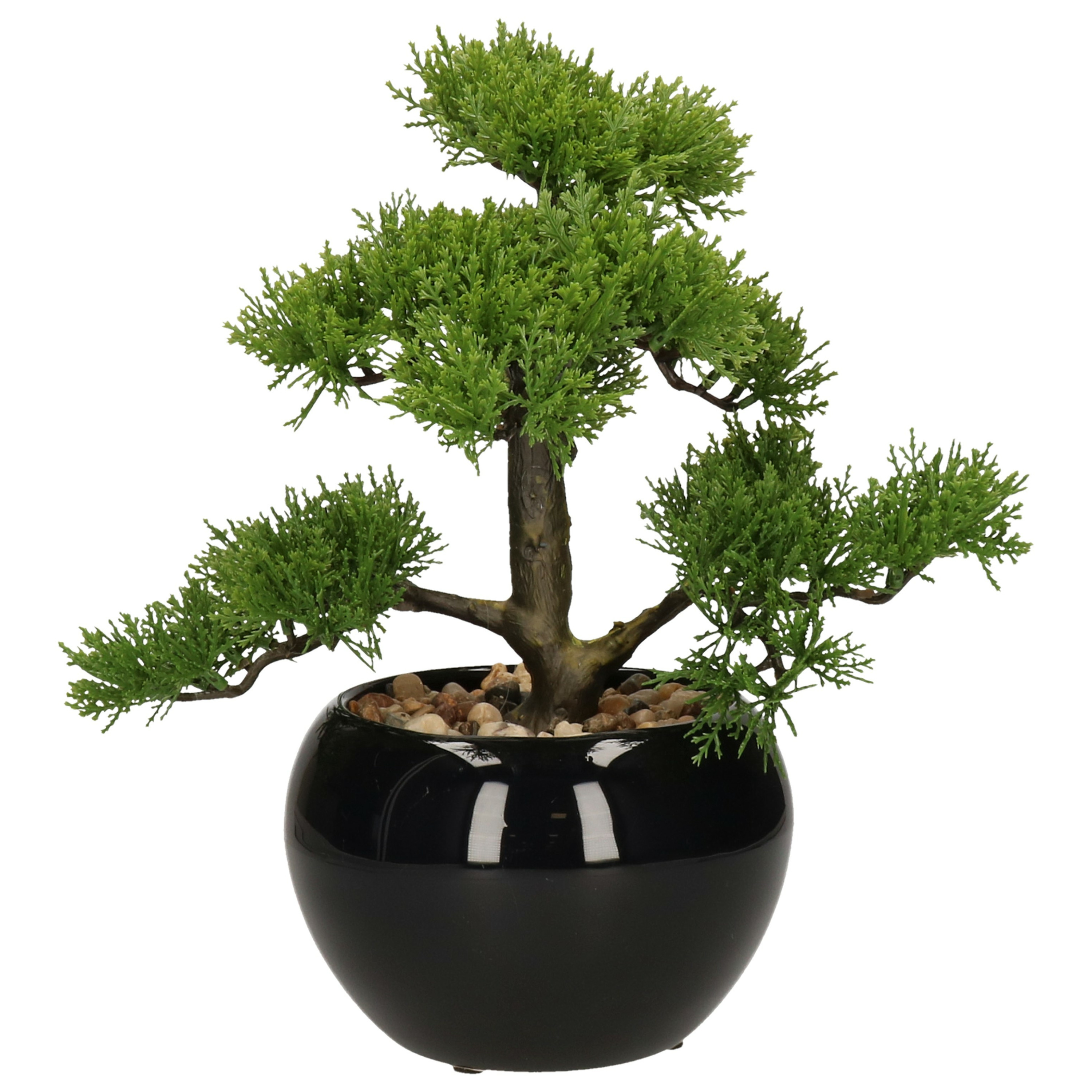 Atmosphera bonsai boompje in keramische pot 36 cm pvc groen kunstplant