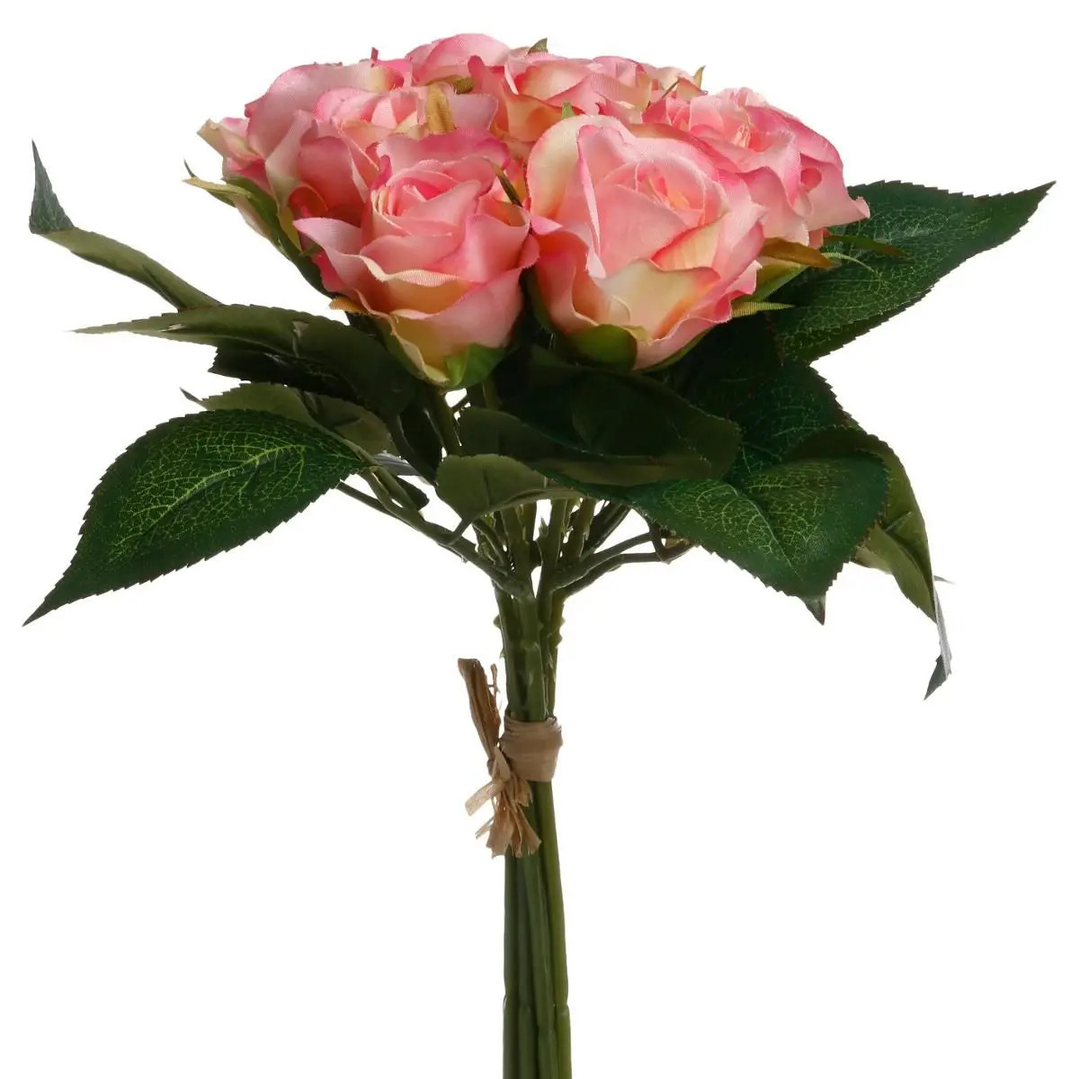 Atmosphera kunstbloemen boeket 9 roze rozen 24 cm