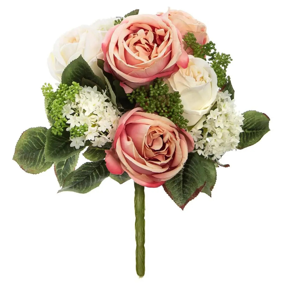 Atmosphera kunstbloemen boeket wit-roze rozen 35 cm