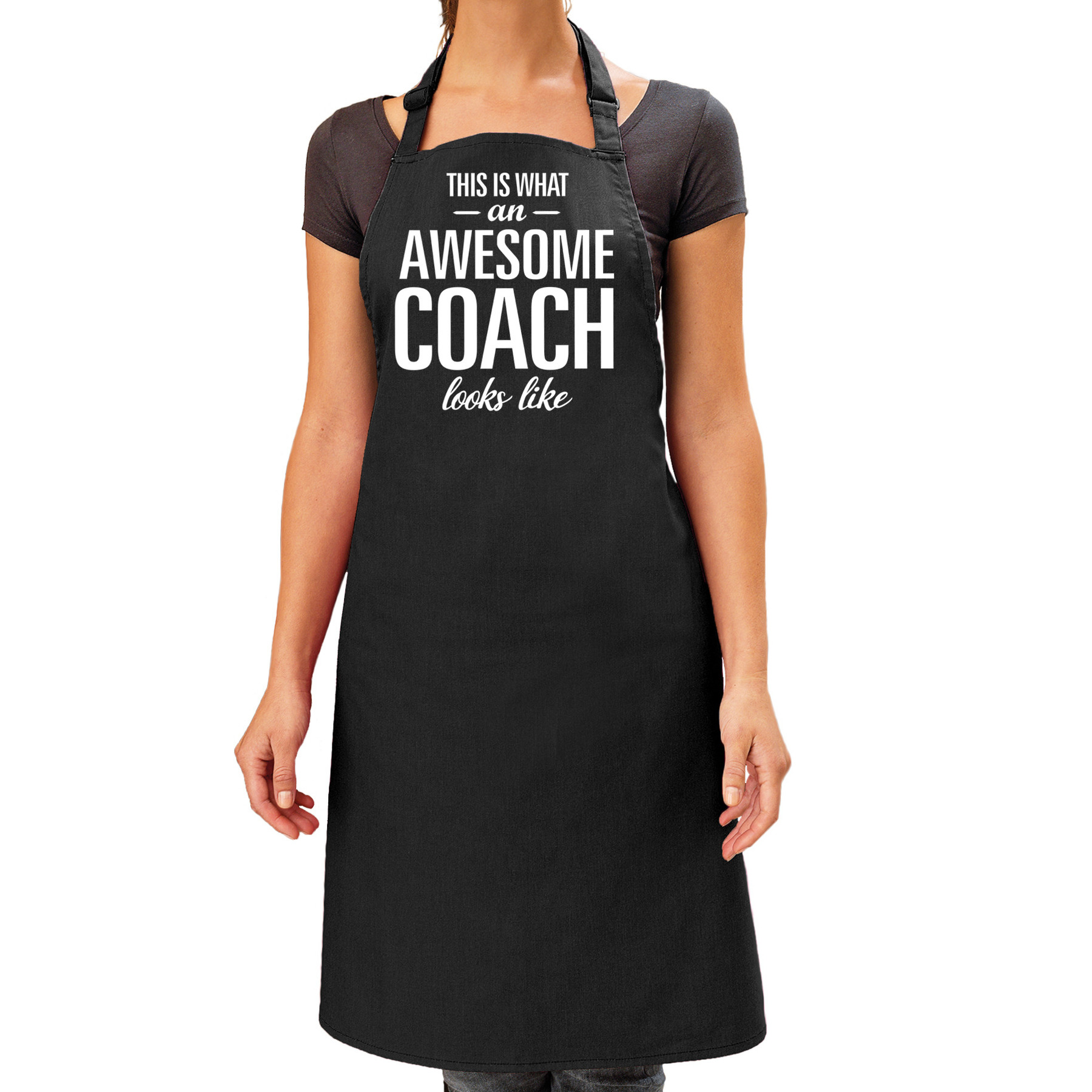 Awesome coach cadeau bbq-keuken schort zwart dames