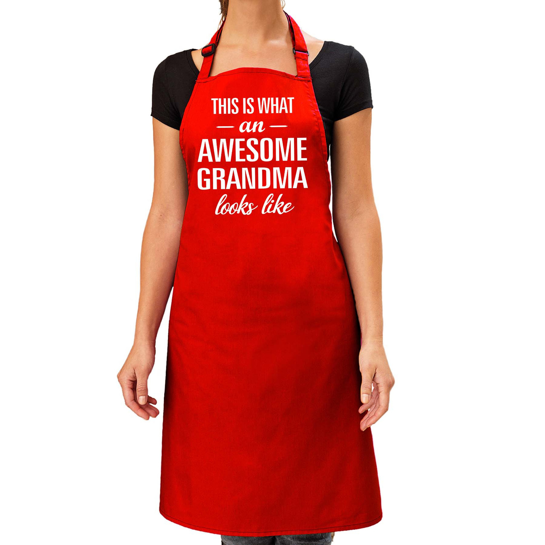 Awesome grandma cadeau bbq-keuken schort rood dames