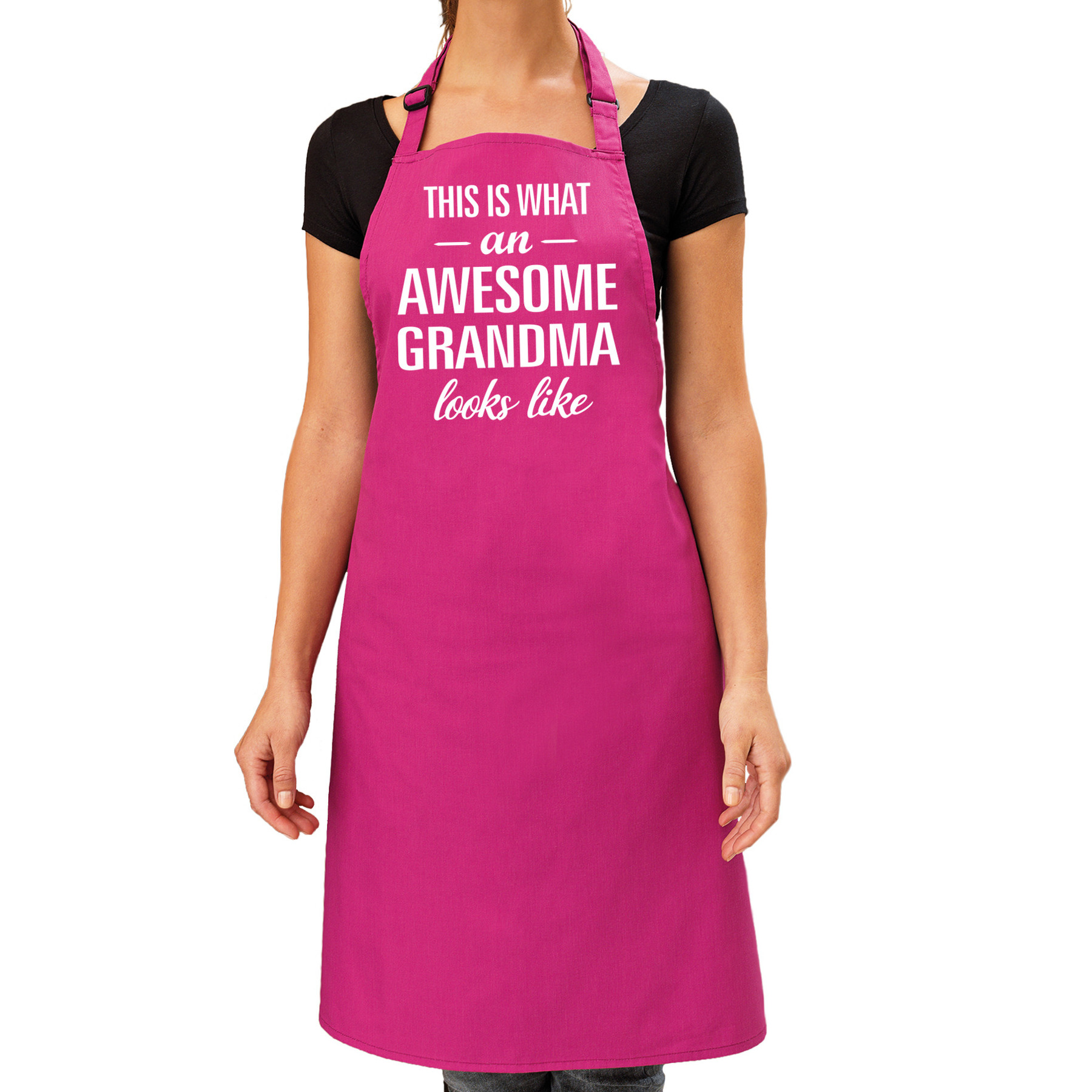 Awesome grandma cadeau bbq-keuken schort roze dames