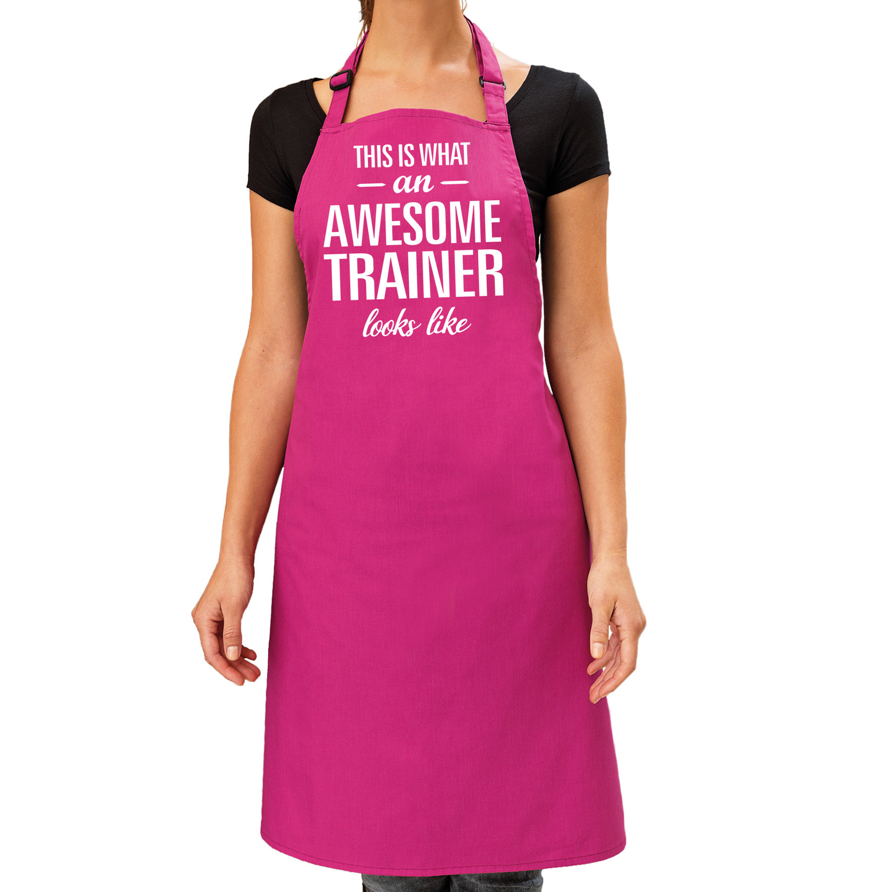 Awesome trainer cadeau bbq-keuken schort roze dames