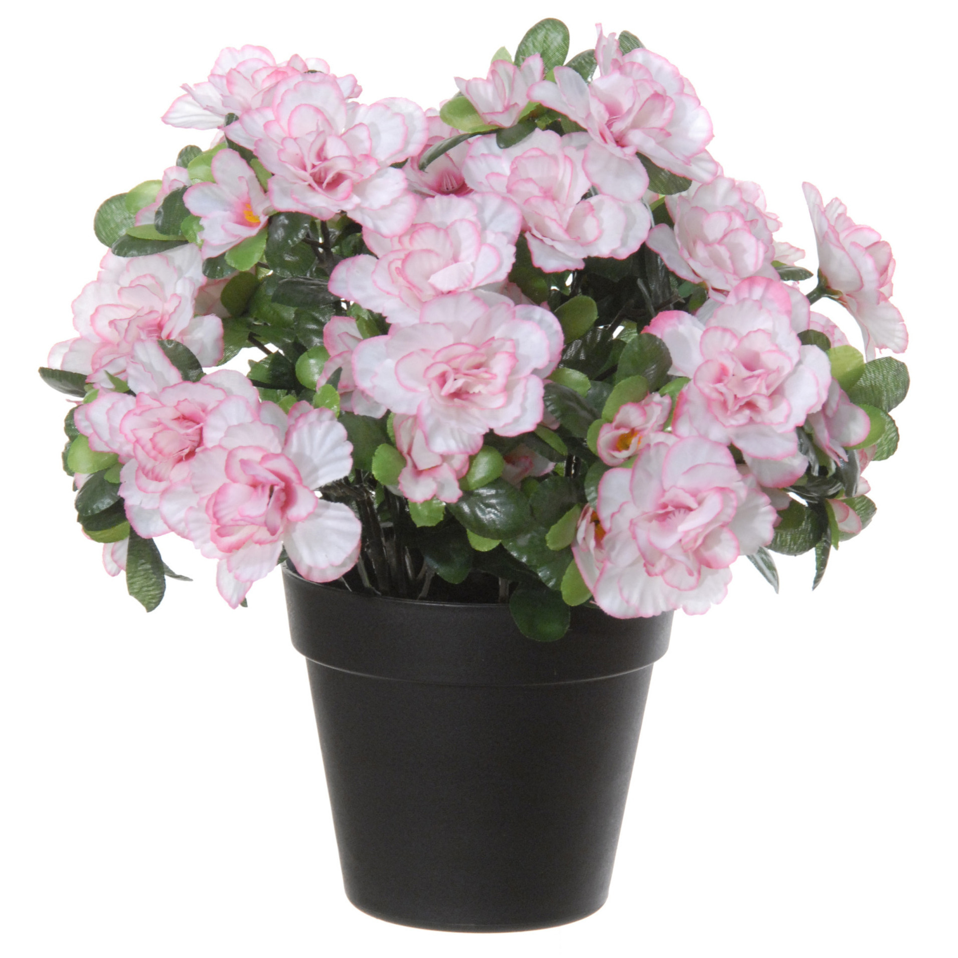 Azalea Kunstbloemen in pot wit-roze H28 cm