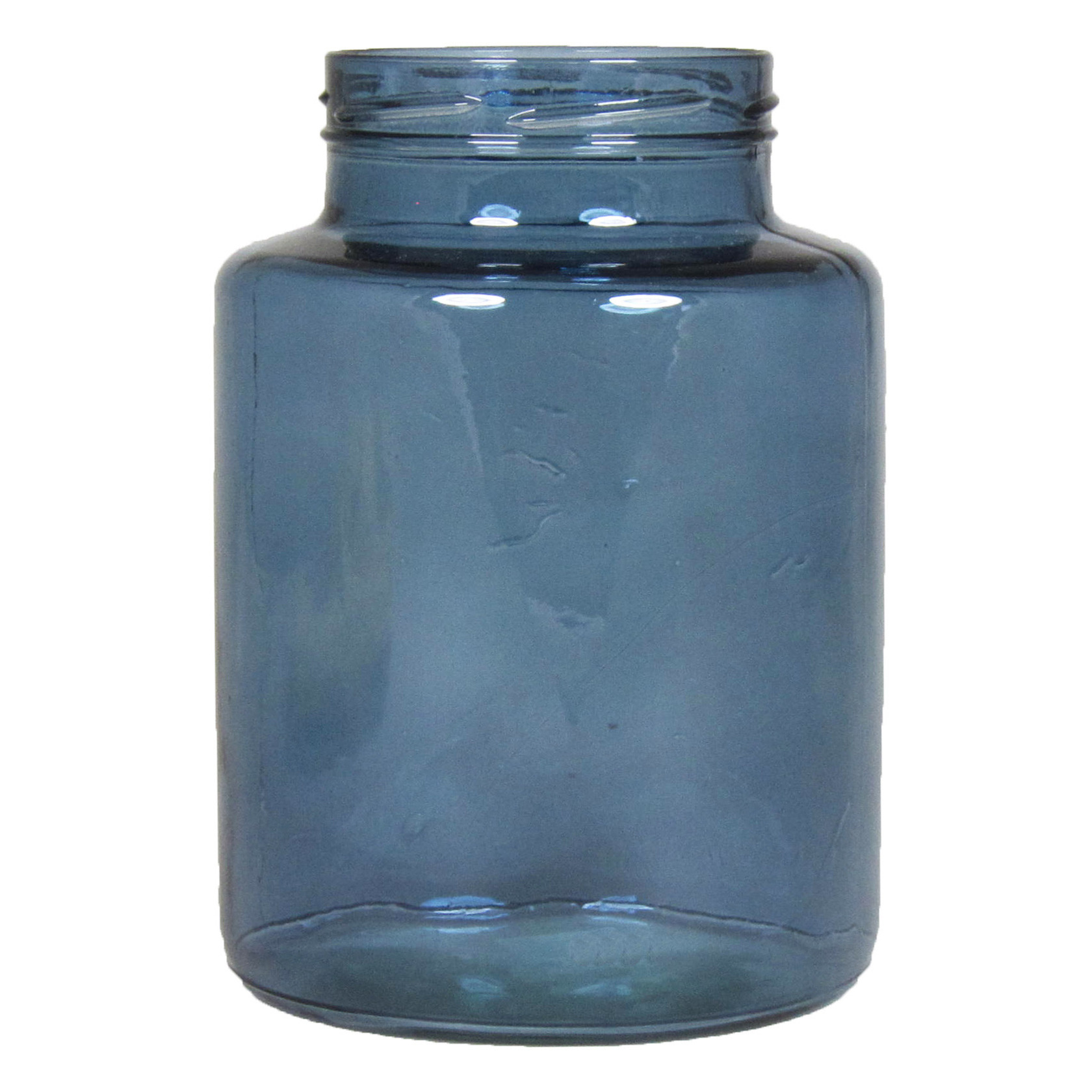 Bloemenvaas blauw-transparant glas H20 x D14.5 cm