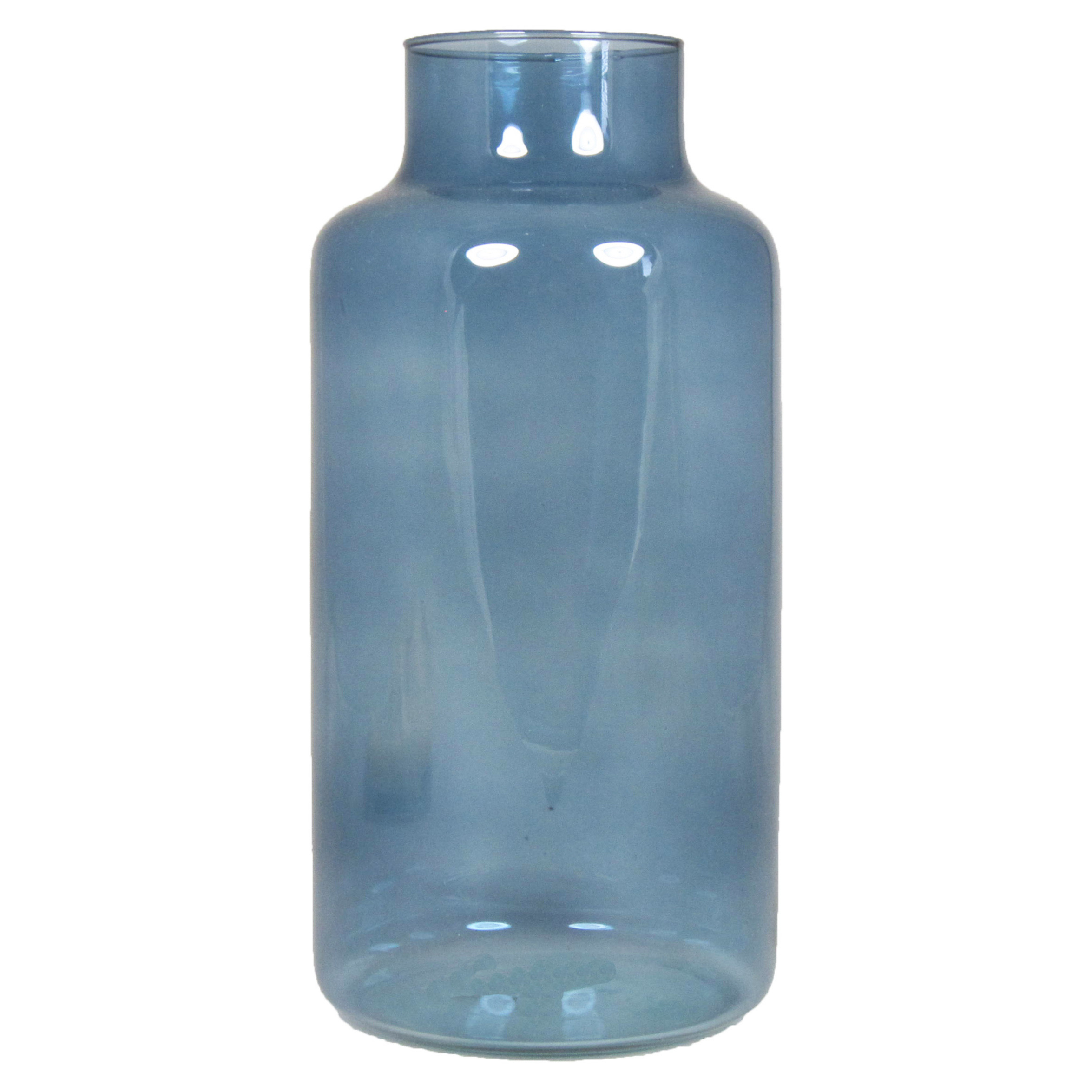 Bloemenvaas blauw-transparant glas H30 x D15 cm