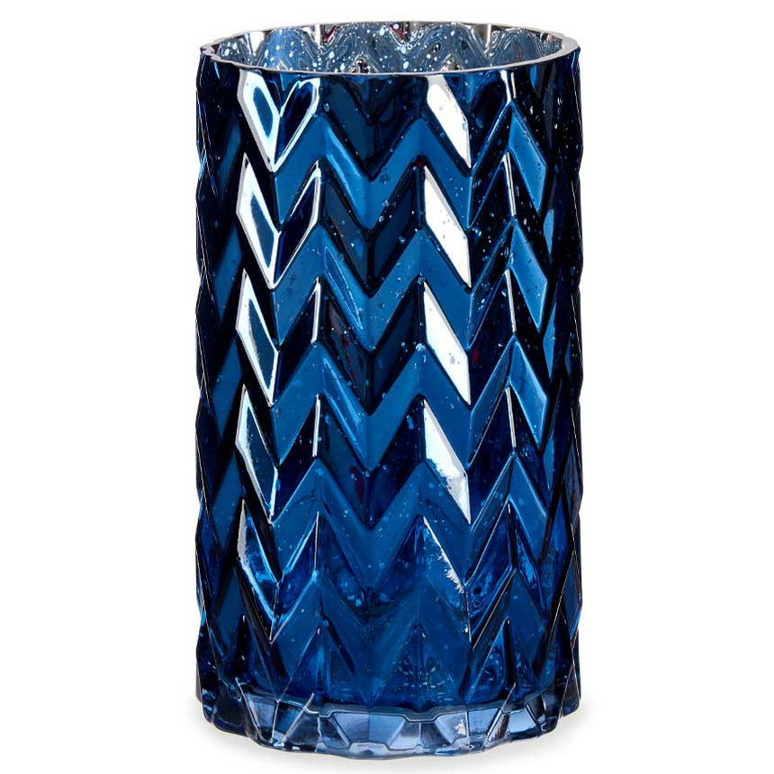 Bloemenvaas luxe decoratie glas blauw 11 x 20 cm