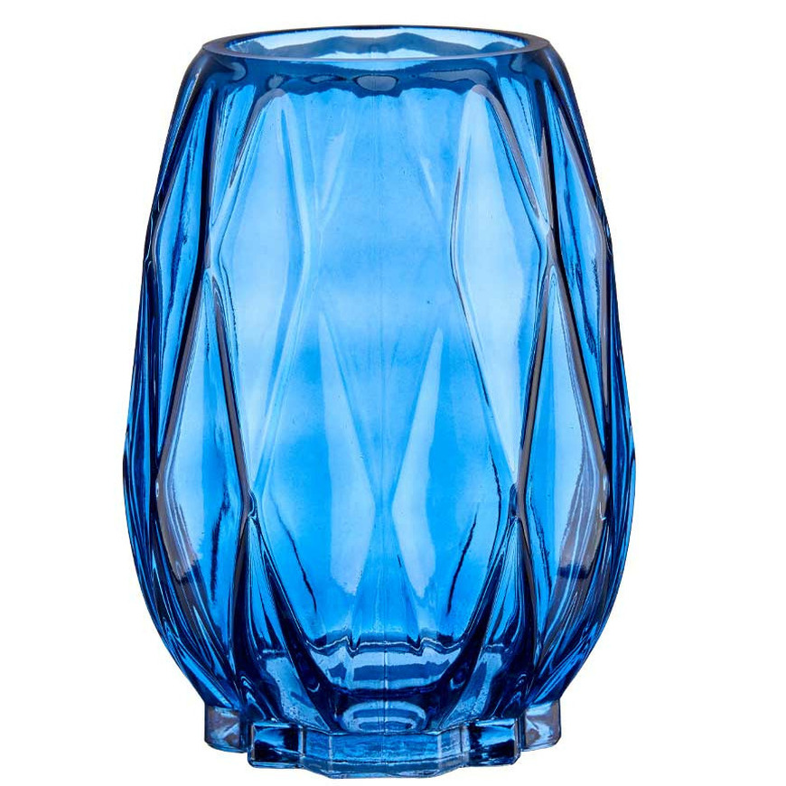 Bloemenvaas luxe decoratie glas blauw 13 x 19 cm