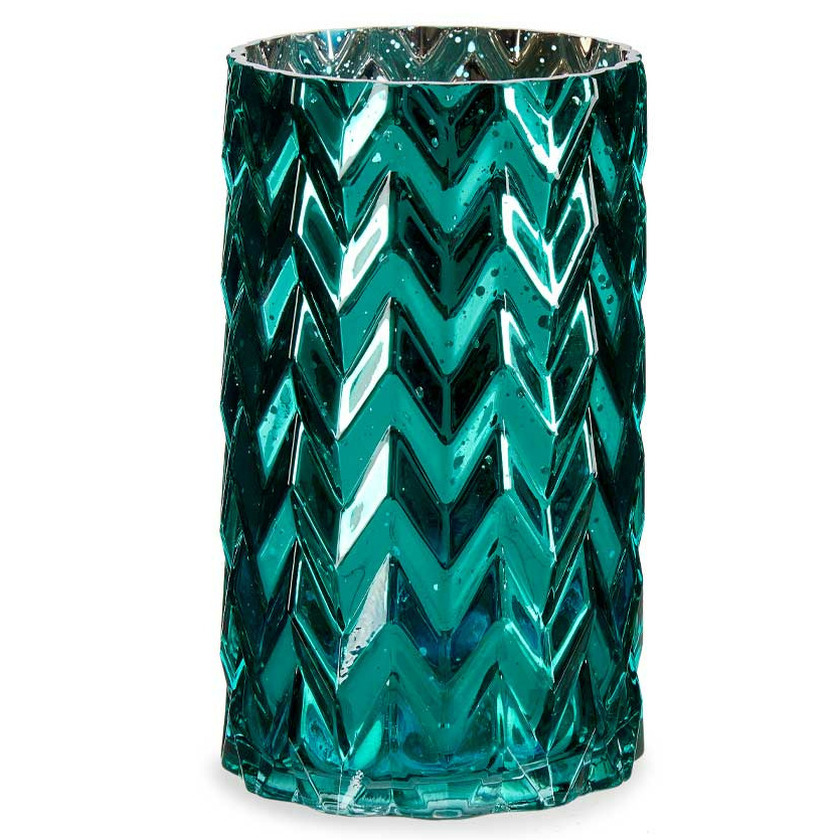 Bloemenvaas luxe decoratie glas turquoise blauw 11 x 20 cm