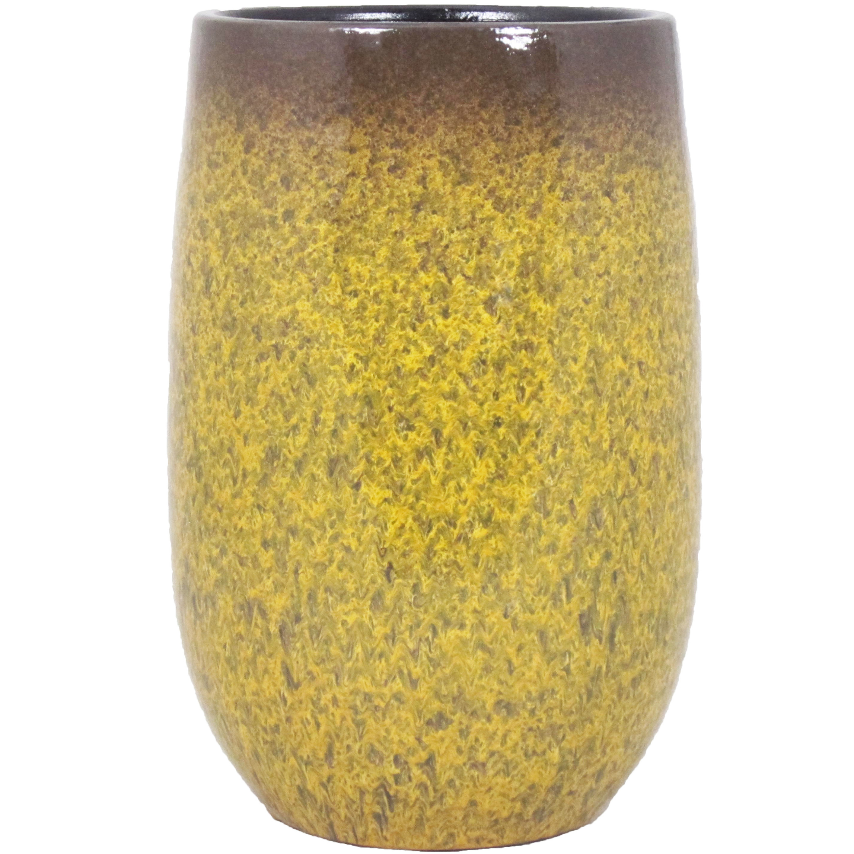 Bloempot vaas goud geel flakes keramiek voor bloemen-planten H30 x D19 cm