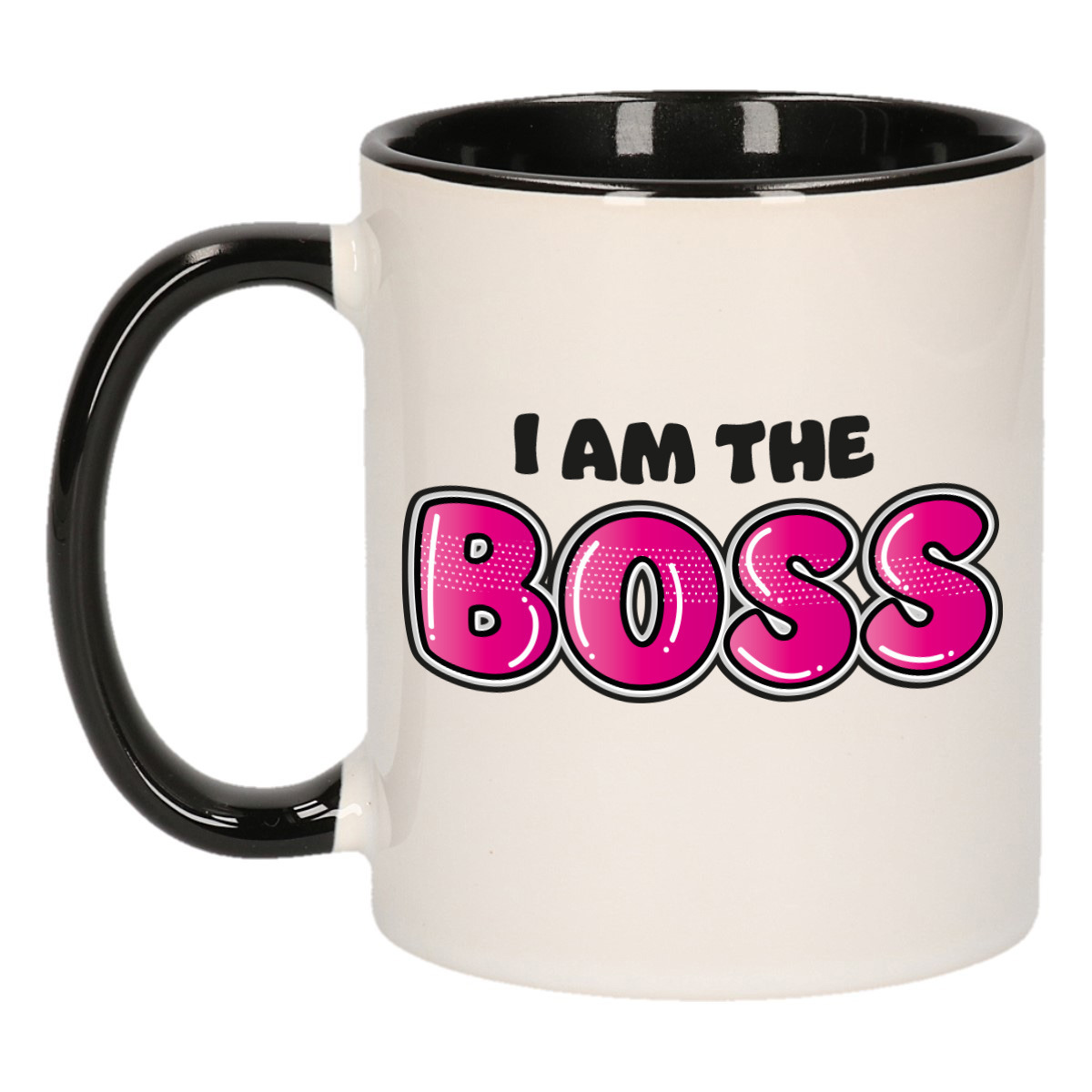 Cadeau koffie-thee mok voor baas beste baas roze-zwart 300 ml