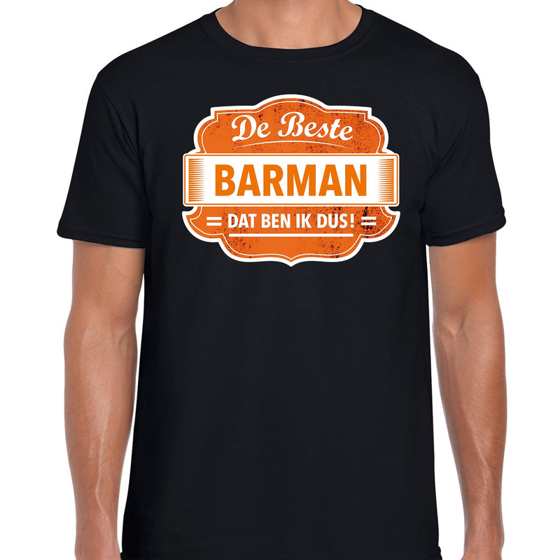 Cadeau t-shirt voor de beste barman zwart voor heren