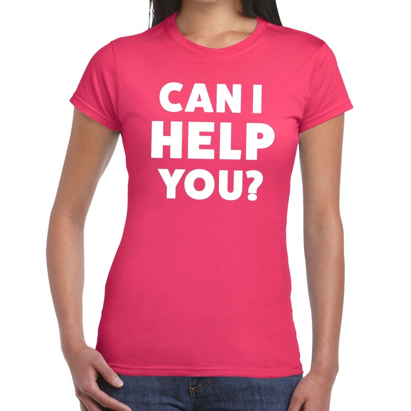 Can i help you beurs-evenementen t-shirt roze dames