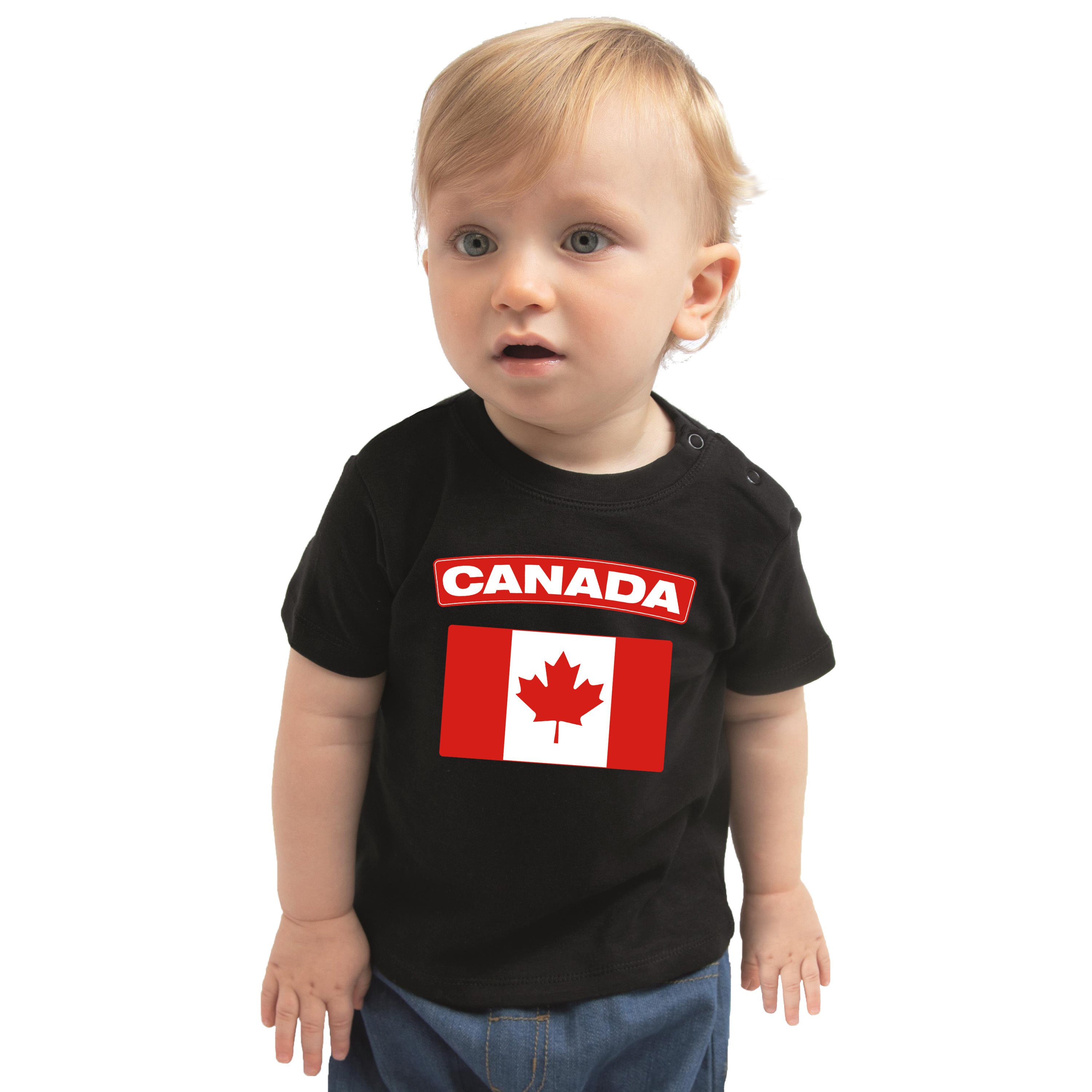 Canada t-shirt met vlag zwart voor babys
