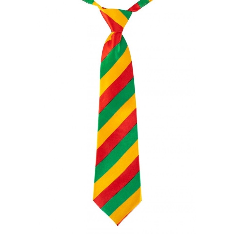 Carnaval stropdas rood/geel/groen gestreept 40 cm