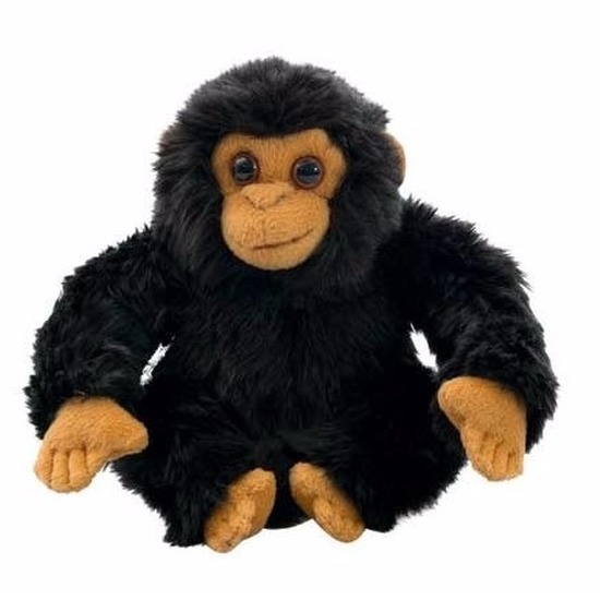 Chimpansee aap knuffeltje-knuffeldier zwart stof 18 cm