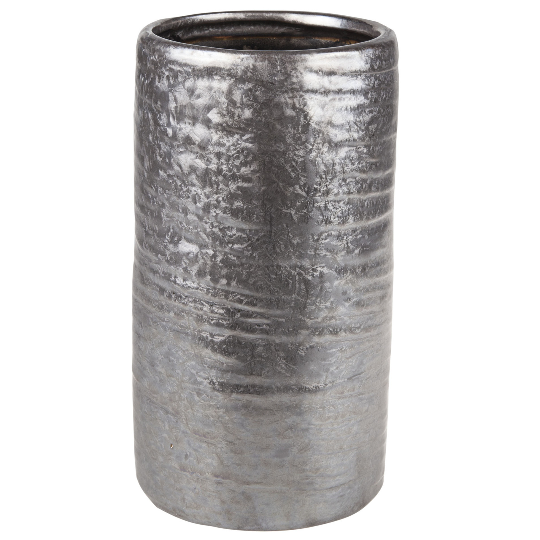Cilinder vaas keramiek zilver-grijs 12 x 22 cm
