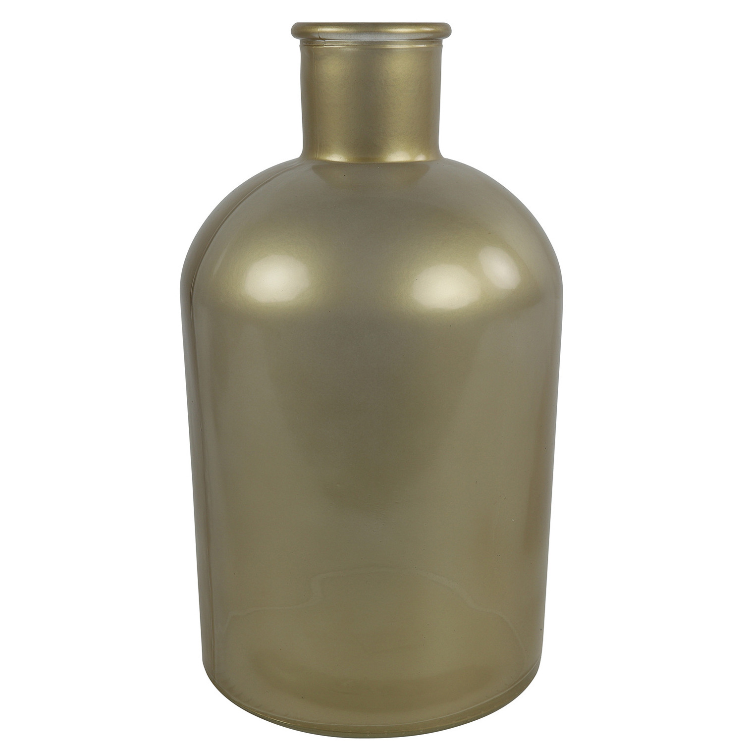 Countryfield Vaas mat goud glas Apotheker fles vorm D17 x H31 cm