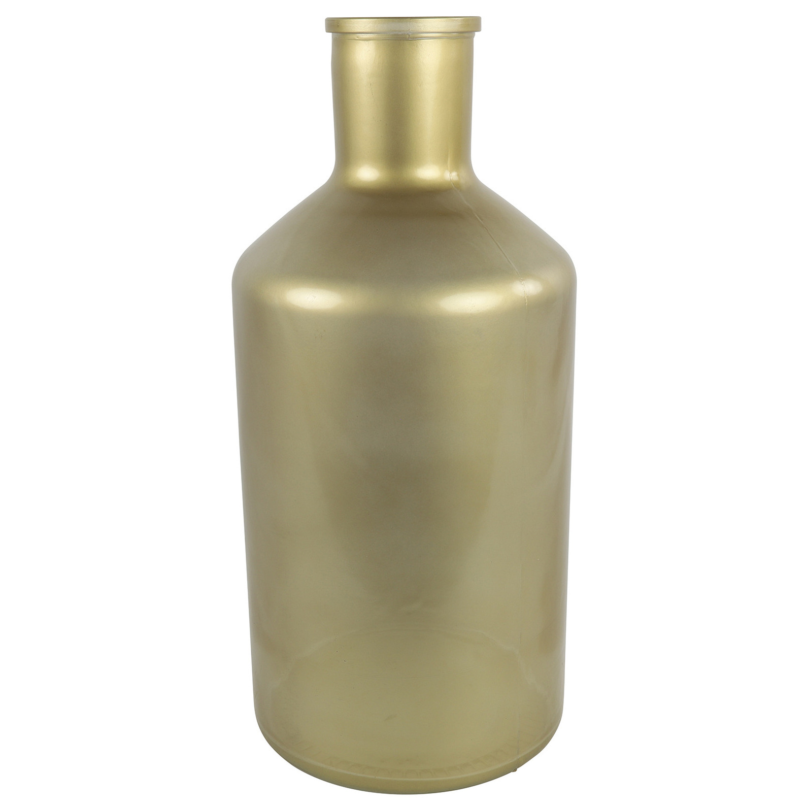 Countryfield Vaas mat goud glas XXL fles vorm D24 x H52 cm