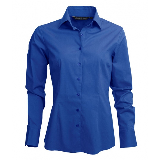 Dames overhemd kobalt blauw kopen