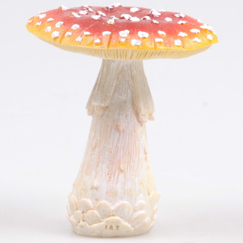 Decoratie huis-tuin beeldje paddenstoel vliegenzwam rood-wit 11 x 12 cm