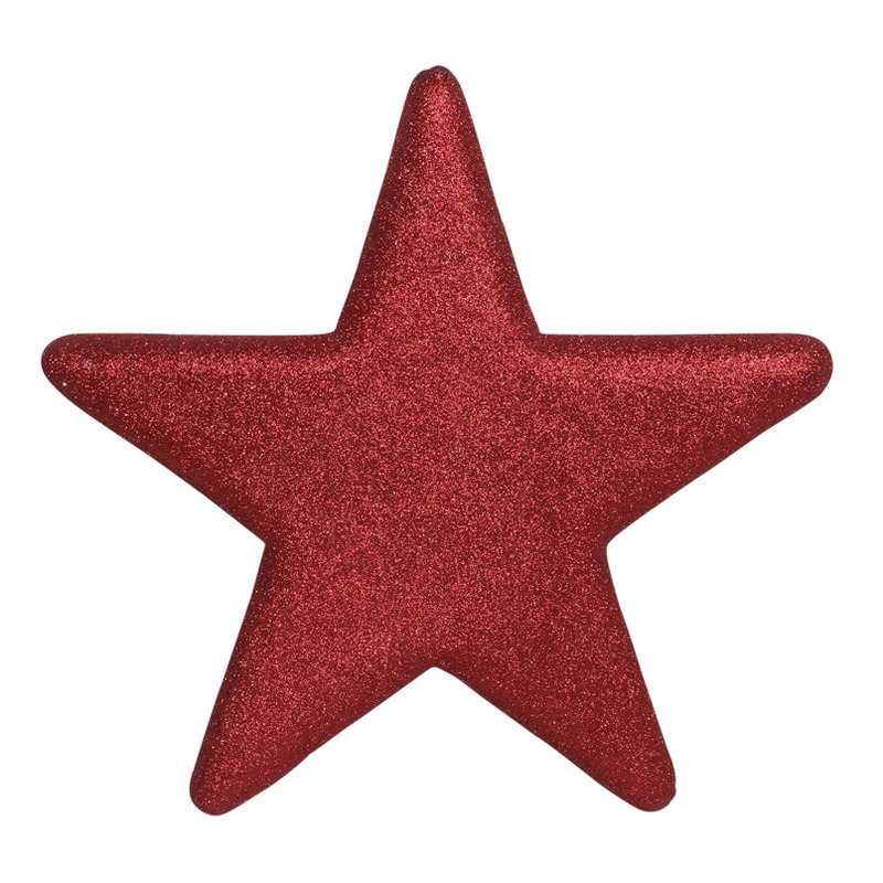 Decoratie ster rood glitters 40 cm kunststof foam hangdecoratie
