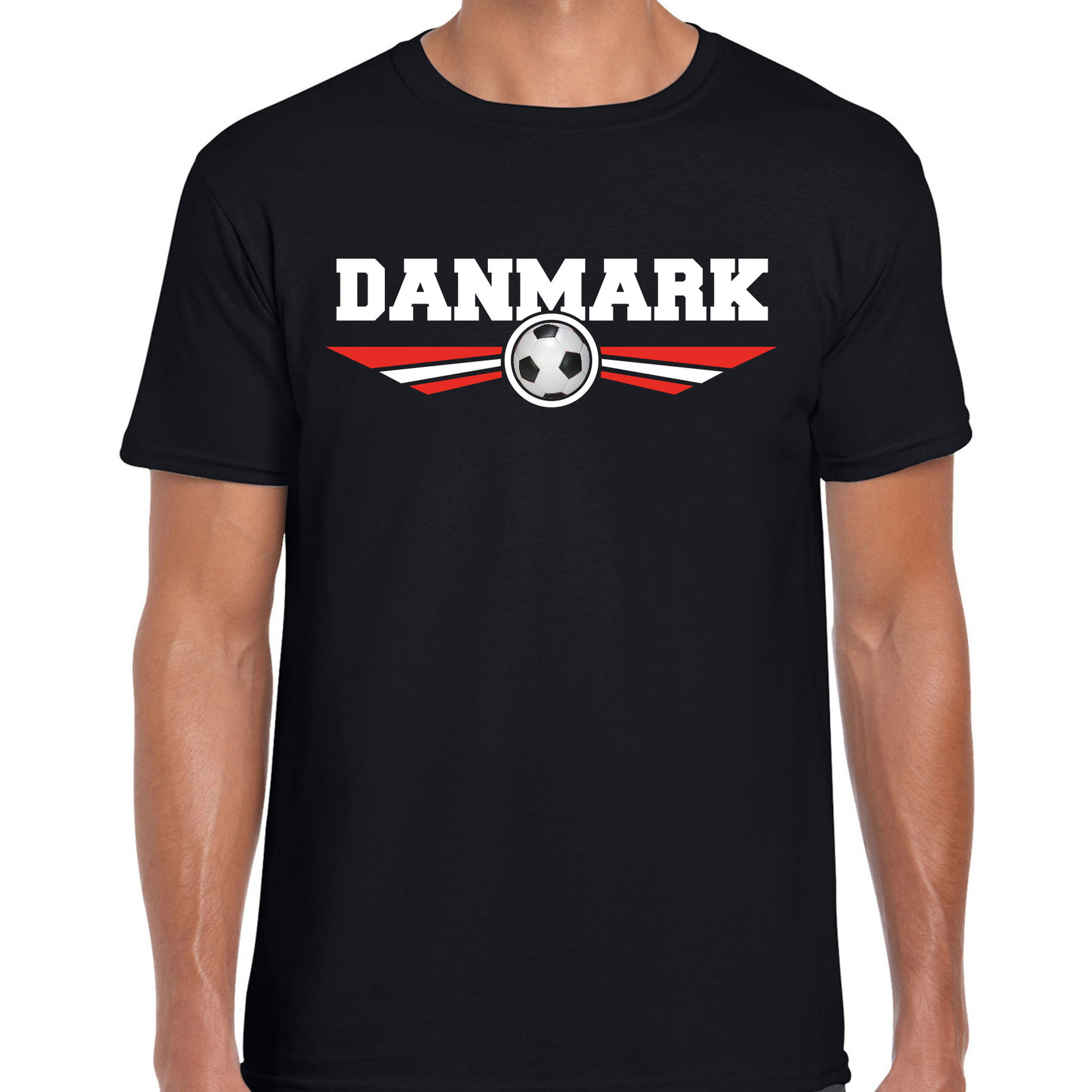 Denemarken-Danmark landen-voetbal t-shirt zwart heren